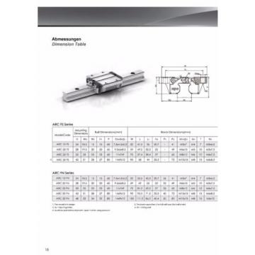 Linear Guide - Recirculating ball bearing - ARC20-FN (rail + car) -