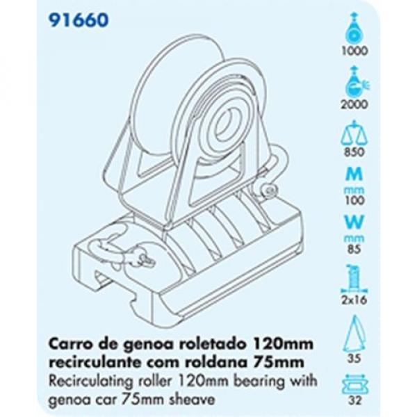 NAUTOS 91660 - RECIRCULATING ROLLER BEARING 120 MM GENOA CAR - 75MM SHEAVE #5 image